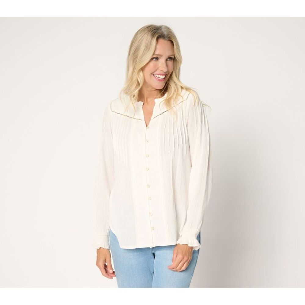 Ree by The Pioneer Woman Women's Top Sz S the Pier 100% Cotton Clip White